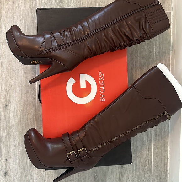Guess Dark Brown Danjer Knee High Boots - Picture 1 of 7